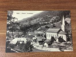 Antike Ansichtskarte Fiesch Furkabahn und Kirche
