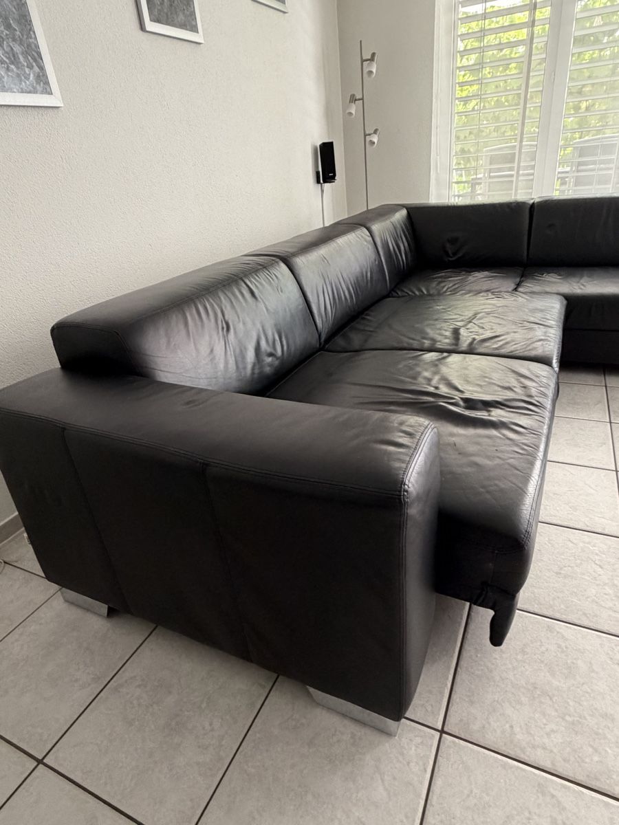 Sofas: Leder-Eckpolstergruppe schwarz – Gebraucht aus Steffisburg von Felina1 5