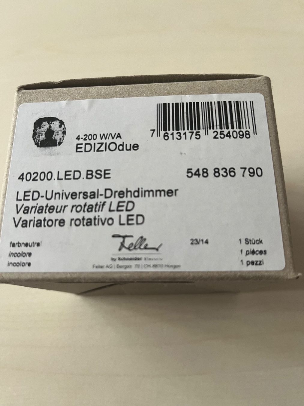 Feller Interruttori: Edizio Due LED Dimmer 4-200W/VA - UP - Neu! kompl. – Nuovo e nell'imballaggio originale da Unterterzen venduto da Siola4 2