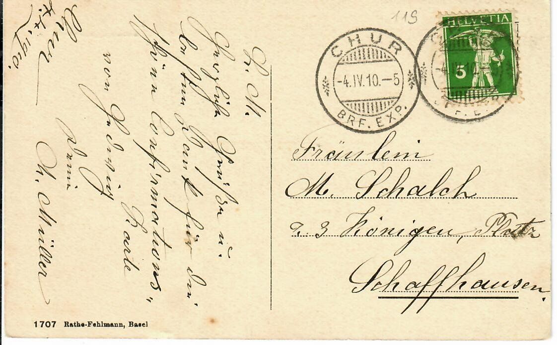 Cartoline postali: Chur 1910 – Usato da Hochdorf venduto da Ziegel-16 1