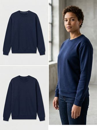 Sweatshirt dunkelblau unifarben Rundhals gebraucht