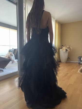 Schwarzes Abendkleid, Tüll, Gr. 38 Spitze, Gothic, Festk