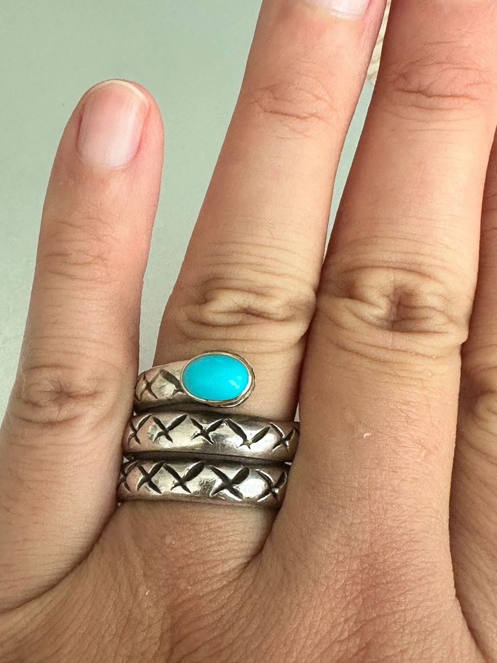 Anelli: Vintage Silber Ring mit Türkis: ca. 56-57 – Usato da Onex venduto da Antiqueshow 4