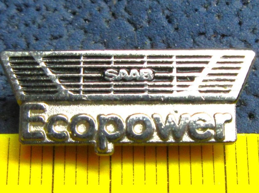 Saab Placchette & Badge: SAAB ECOPOWER AUTO PIN GEPRÄGT SILBRIG – Usato da Ettingen venduto da Hausi4711 1