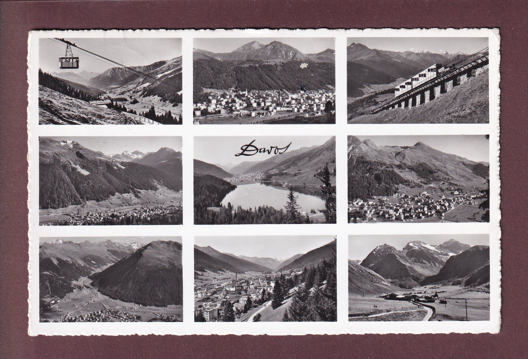 Cartoline postali: DAVOS - 9 Bilder - 1956 – Usato da Pully venduto da nicecards