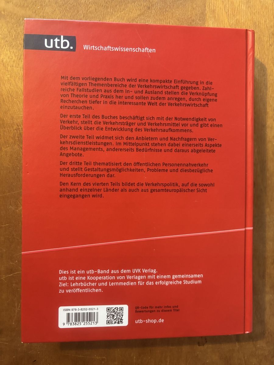Libri: Verkehrswirtschaft - Einführung mit Fallstudien, 3. Auflage – Usato da Zürich venduto da WWehrle 1