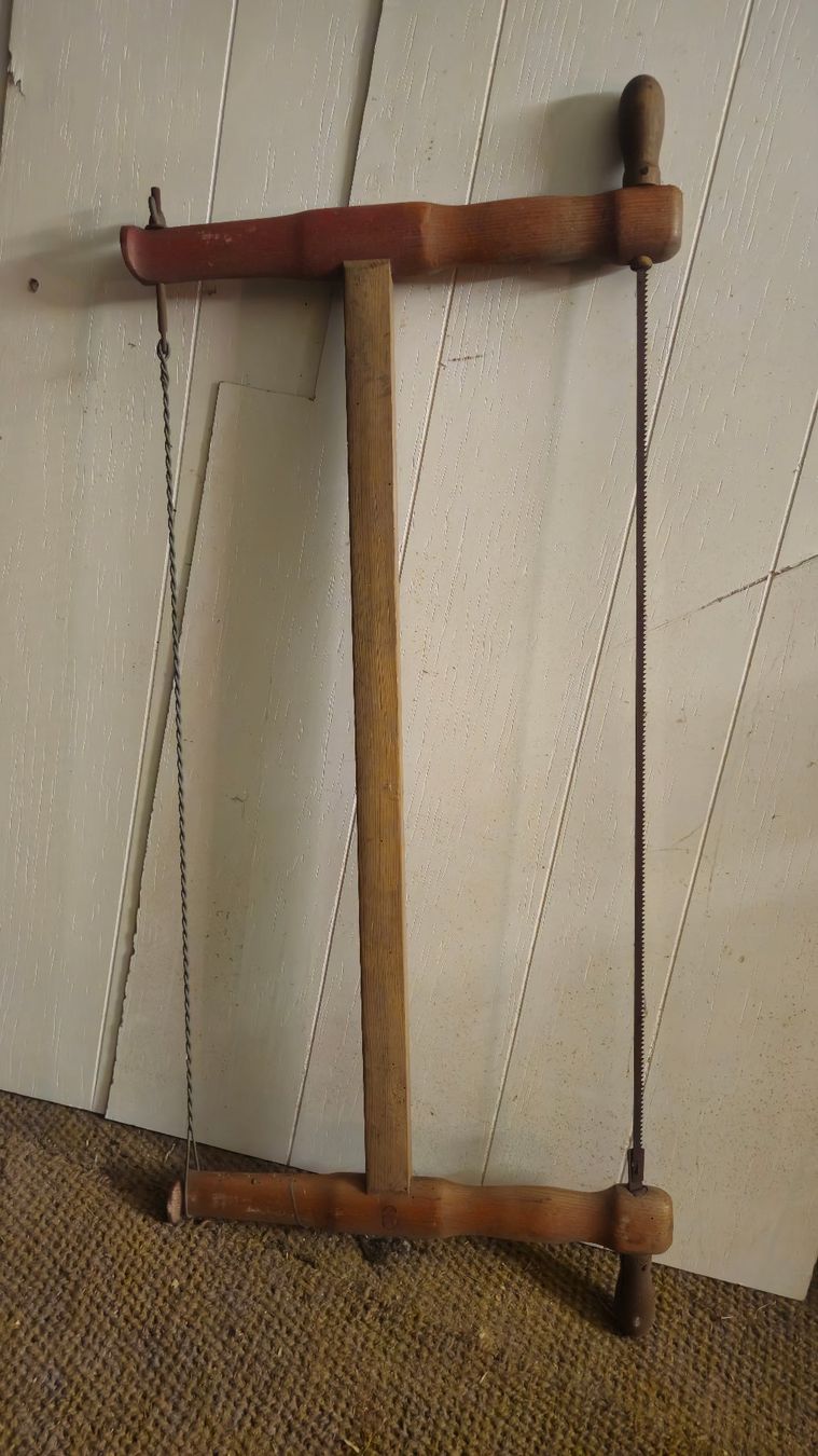 Sägen: Handsäge antik/vintage mit Holzrahmen und Spannkette – Gebraucht aus Suhr von Jensdetlef 2