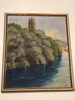 Christian Axtmann (XIX-XX) Landschaftsgemälde Fluss, Bäume