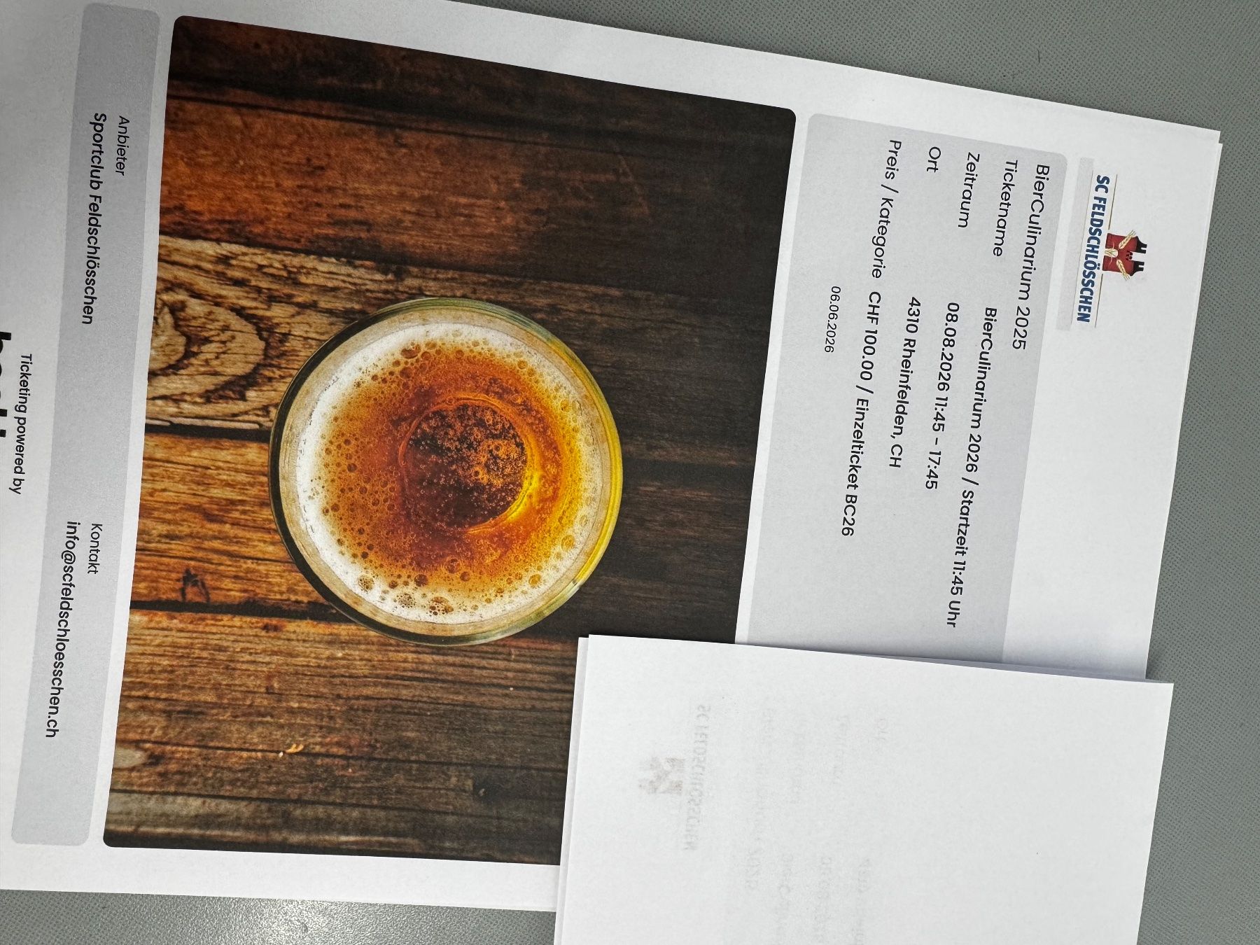 Tickets: Tickets BierCulinarium 2026 – Neu und originalverpackt aus Rothenfluh von Baselbieterinn
