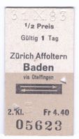 Billette Zürich Affoltern – Baden via Otelfingen