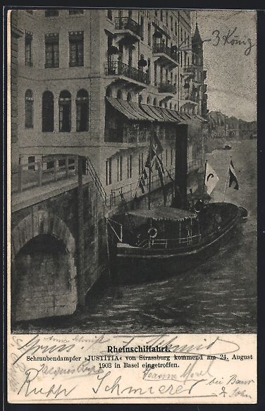 Cartes postales: Basel, Schraubendampfer Justitia von Str – D'occasion à Berlin par bartko-reher