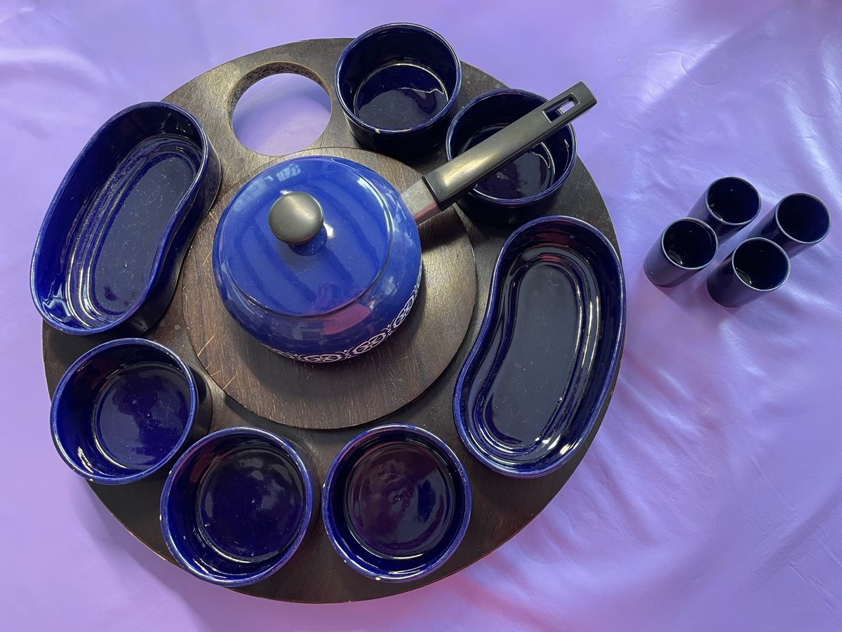 Set di piatti: Fondue Chinoise Set, blau – Usato da Winkel venduto da Sesaemli20