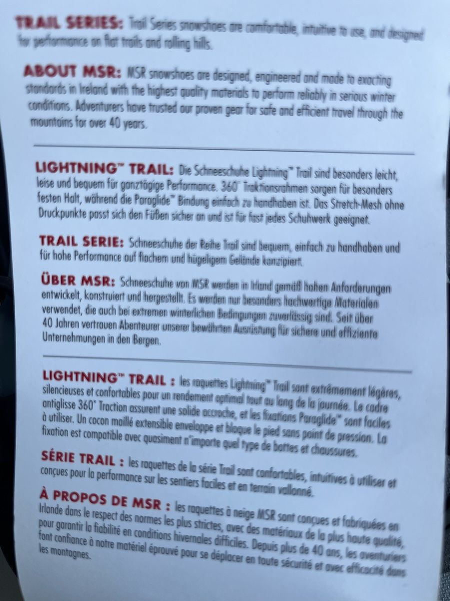 Scarpe da uomo: Schneeschuhe, neu, MSR Lightning Trail – Nuovo e nell'imballaggio originale da Matten(St.Stephan) venduto da sch_5csq 7