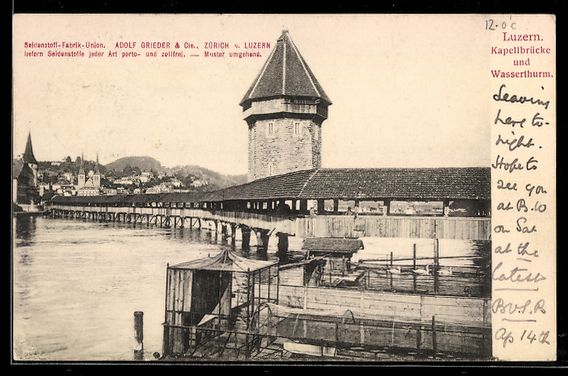Cartoline postali: AK Luzern, Kapellbrücke und Wasserturm – Usato da Berlin venduto da bartko-reher