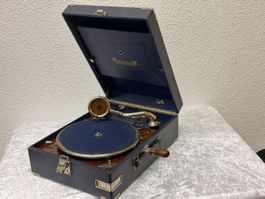 Kristall Grammophon Koffergrammophon Antik Rarität Top!