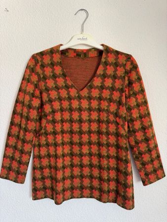 DESIGNER PULLOVER FANCY, GR. S, HANDGENÄHTES UNIKAT, HERBST