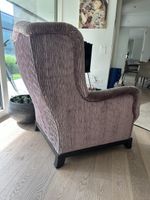 Wingback Armchair purple fabric good condition