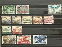 ✈️ Lot ab Fr. 1.- Flugpost antik 1919-44 lückenhaft 13 Stück