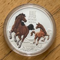 1 Unze Silbermünze Lunar III Pferd 2026 Color Australien