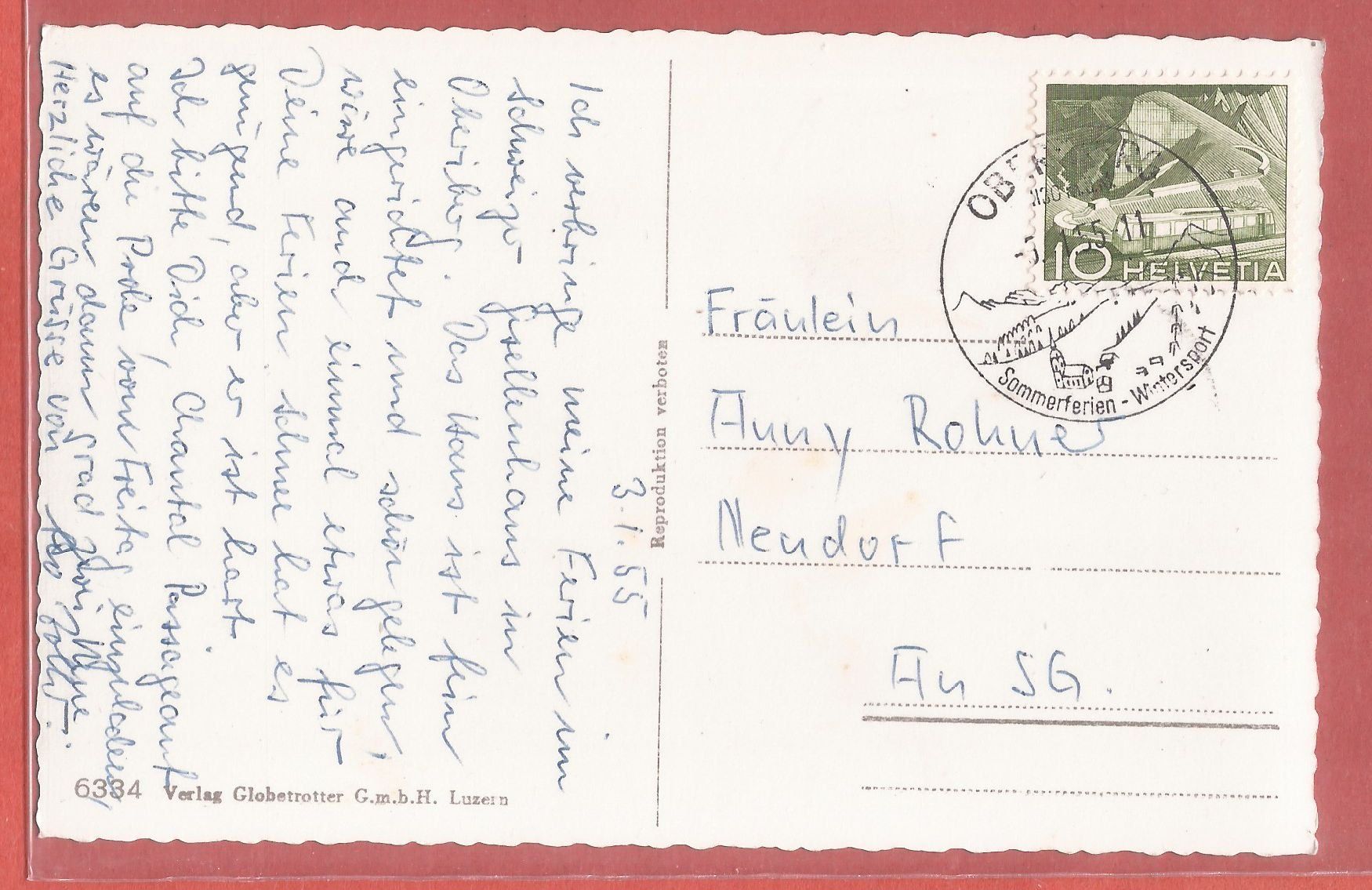 Cartes postales: Oberiberg - Sklilftgebiet - 1955 – D'occasion à Fislisbach par Porano 1