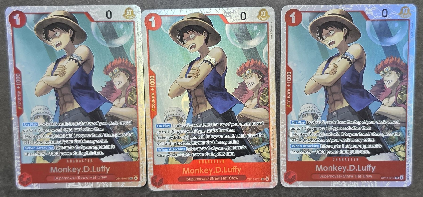 Bandai Carte collezionabili: 3X Monkey.D.Luffy OP14-013 SR ONE PIECE – Nuovo (secondo la descrizione) da Melano venduto da emm_m2jq