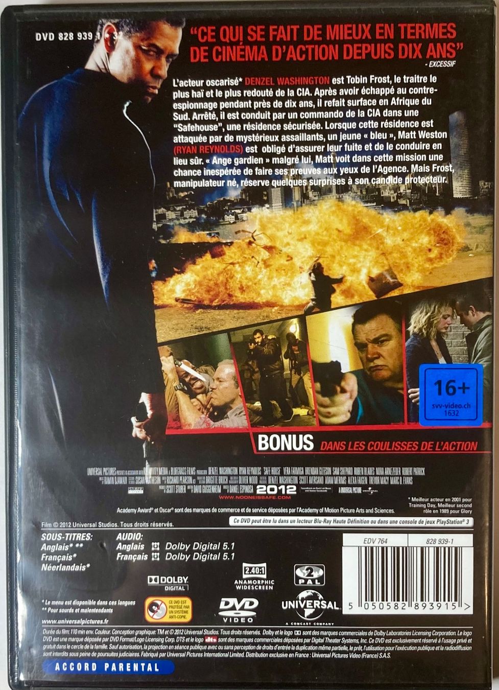 Tutti i DVDs: DENZEL WASHINGTON / RYAN REYNOLDS - SÉCURITÉ RAPPROCHÉE – Usato da Poliez-Pittet venduto da Newtown-Records 1