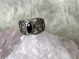 Vintage Silberring 925 mit schwarzem Stein