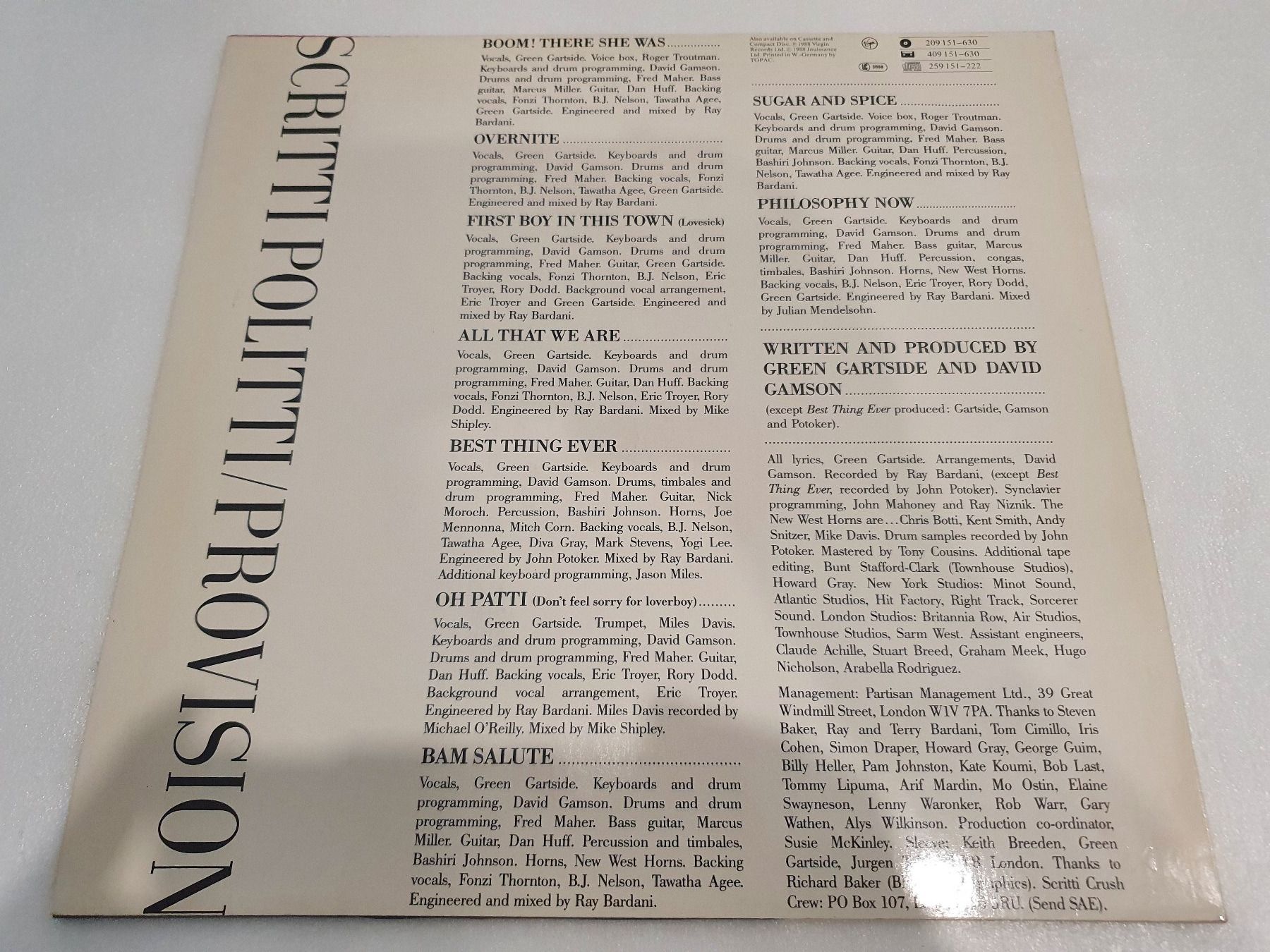 Schallplatten: Scritti Politti – Provision – Gebraucht aus Uster von Vinyl-Leidenschaft 1