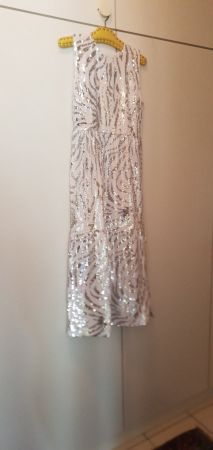 Vestito di paillettes bianco e argento Topshop tg.38 (nuovo)