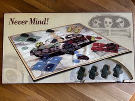 Brettspiel "Never Mind!" komplett mit Autos und Wuerfel