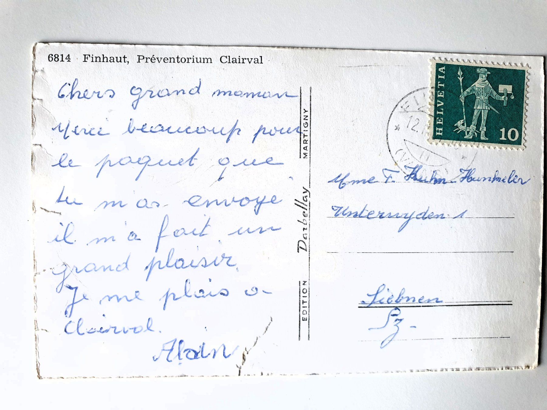 Cartoline postali: Finhaut, Préventorium Clairval, année 60, carte postale – Usato da Martigny venduto da Abm1000 1