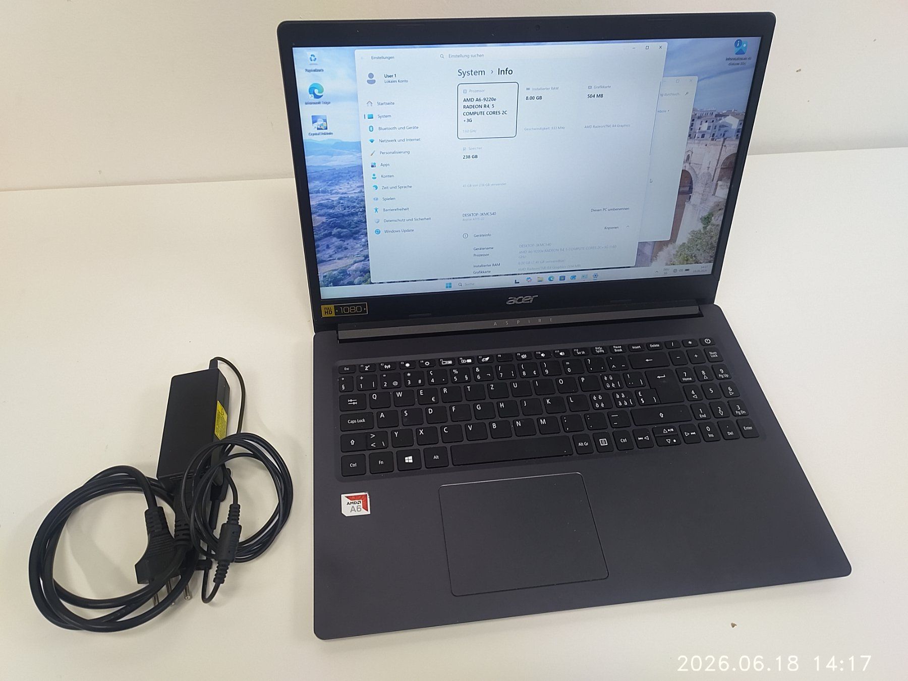 Acer Notebook: Notebook Acer Aspire A315-22 mit Windows 11 – Usato da Wald ZH venduto da Acl