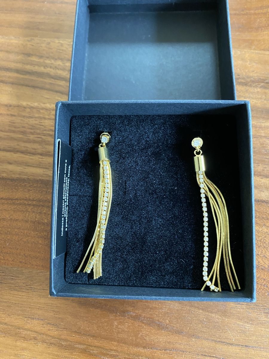 Orecchini pendenti & Orecchini a lobo: Elegante goldene Ohrringe mit Strass – Nuovo e nell'imballaggio originale da Wetzikon ZH venduto da purple_44
