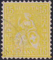 1867, Nr.47 (Faserpapier) mit Gefälligkeits-Stempel, günstig