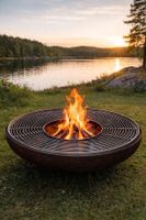 🔥 Garten Grill Feuerstelle Ø120cm, Edelstahlrost Eventgrill
