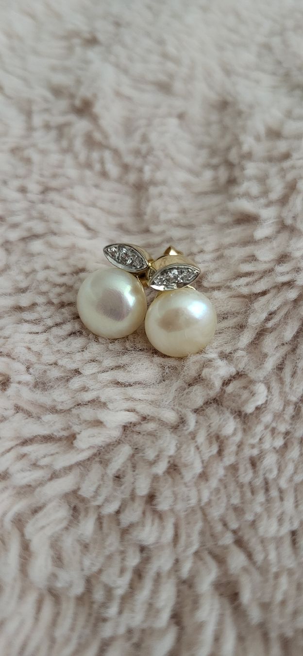 Boucles d'oreille: Fantastische Perlenohrstecker mit Brillanten  – Neuf (Voir description) à Unterägeri par Altgoldschmuck 2