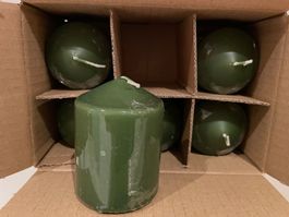 Kerzen/Stumpenkerzen/Olive/6er Pack/Neu/OVP
