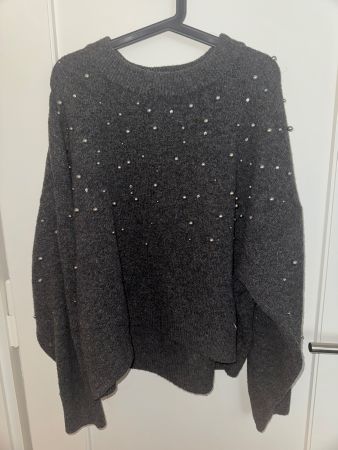 Strickpullover mit Strass und Perlen Grösse L