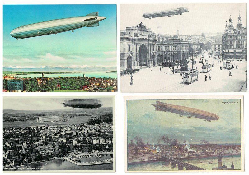 Cartoline postali: 4 Zeppelin Karten, ungelaufen – Nuovo (secondo la descrizione) da Bonstetten venduto da Pinguin75