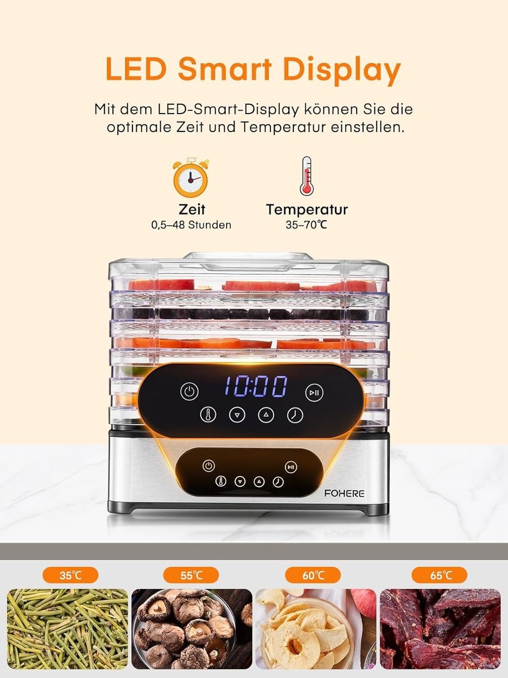 Elettrodomestici da cucina: Dörrautomat 5 Tabletts 420W Timer Edelstahl – Nuovo e nell'imballaggio originale da St. Gallen venduto da sch_zsz7 4