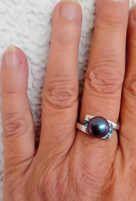 Ringe: Ring Silber mit Perle und Blautopas – Gebraucht aus Stans von wer_fd5f 4