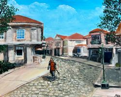 Küstenstadt Gemälde 40x50cm