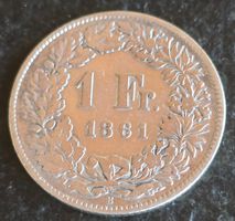 1 Fr. Helvetia 1861-B Münze Sammlerstück Silber Top!