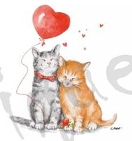 Serviette cat love (1662) 2Stk.