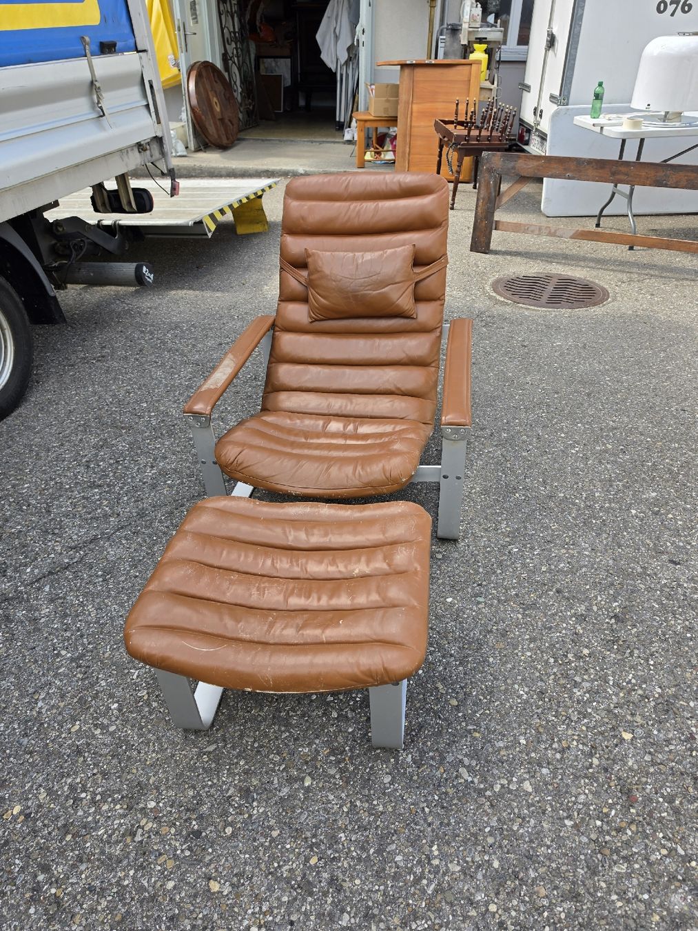 Sessel: Sessel mit Hocker braun Leder ASKO Export 74 gebraucht – Gebraucht aus Mettlen von elios0888 9