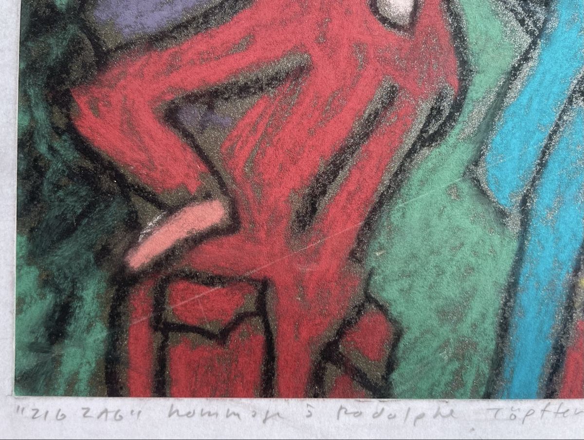 Dipinti: G. Schwitzgebel pastel sur papier de verre R. Töpffer – Usato da Biel/Bienne venduto da Galaq 2