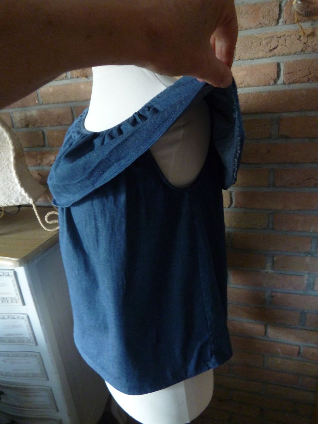 Camicette: blaue Jeans-Carmenbluse  Bluse Gr. M NUNA LIE – Usato da Dättlikon venduto da Mamakuga 2