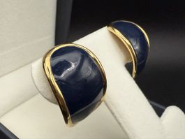 Vintage Ohrringe Blau und Goldfarbe Clip