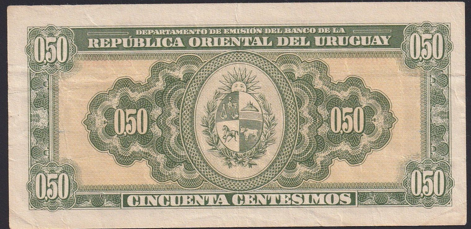 Banknoten: Uruguay 50 Centimos 1966 – Gebraucht aus Brugg AG von banknoten_muesli 1