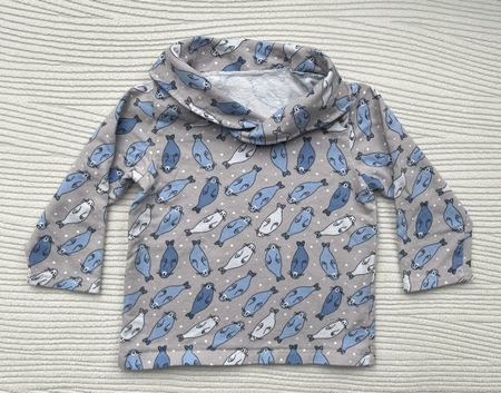 Gr.86, Pullover mit Kragen, Seerobbe, handmade